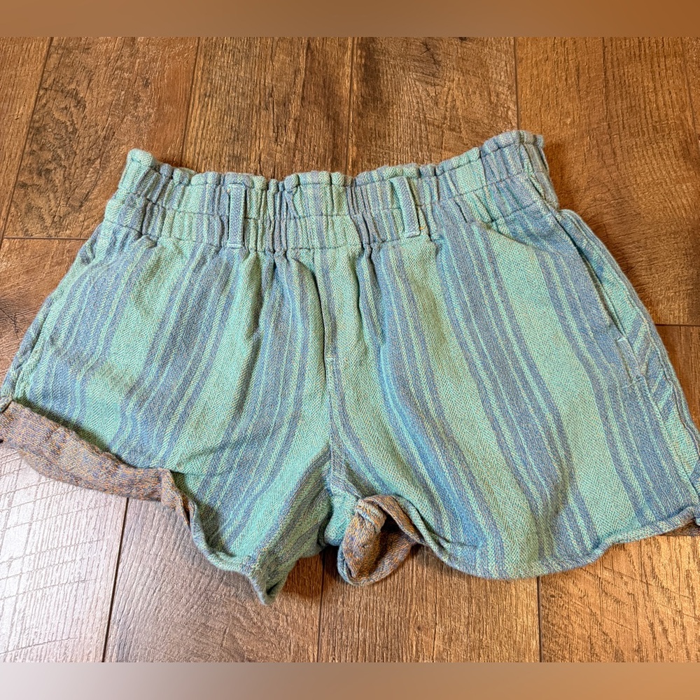 Free People Solar Flare Baja Stripe Cuff Shorts In Ocean Blue Sz L - Picture 11 of 11